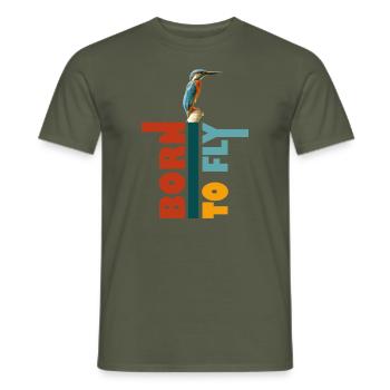 Born to fly, Kingfisher - Men's T-Shirt - military green - Front - AI Model Male 178 light (178cm)