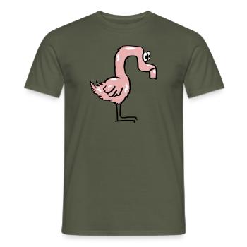 Mega Dry and Funny Flamingo - Men's T-Shirt - military green - Front - AI Model Male 178 light (178cm)