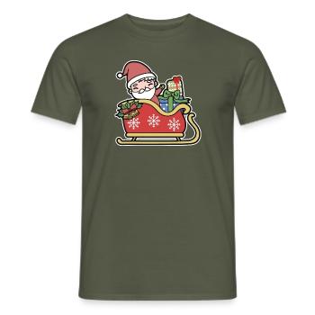 Santa Claus in the sleigh - Men's T-Shirt - military green - Front - AI Model Male 178 light (178cm)