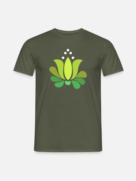 grüne stilisierte Lotusblume - Männer T-Shirt - Militärgrün