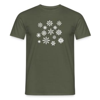 Snowflakes white - Men's T-Shirt - military green - Front - AI Model Male 178 light (178cm)