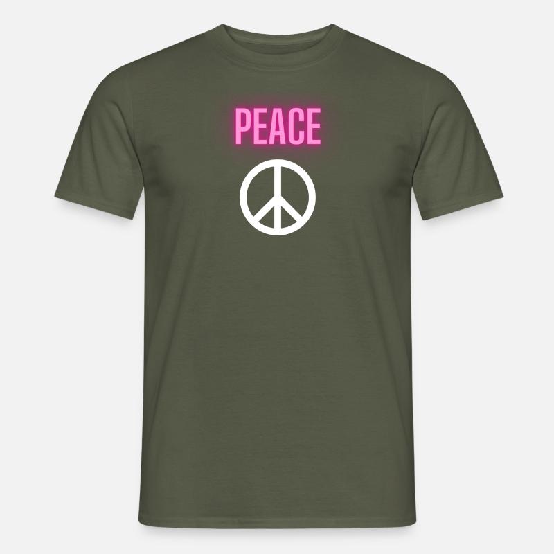 Peace - Neon - Front only - Männer T-Shirt - Militärgrün