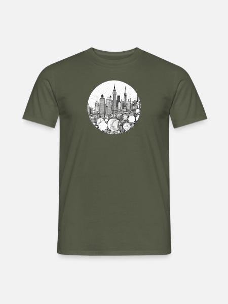 New York City Circle Drawing - Männer T-Shirt - Militärgrün