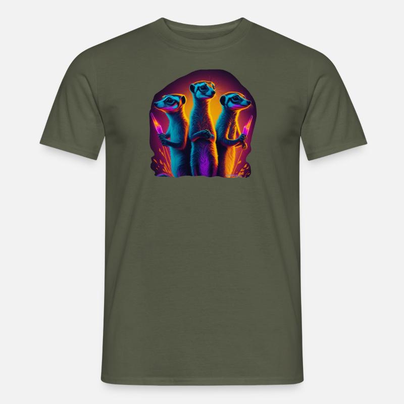 Neon-Erdmännchen - Männer T-Shirt - Militärgrün