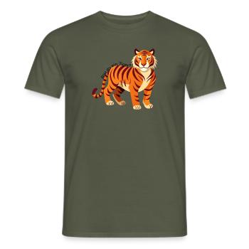 Tiger mit Inschrift - Männer T-Shirt - Militärgrün - Vorne - AI Model Male 178 light (178cm)
