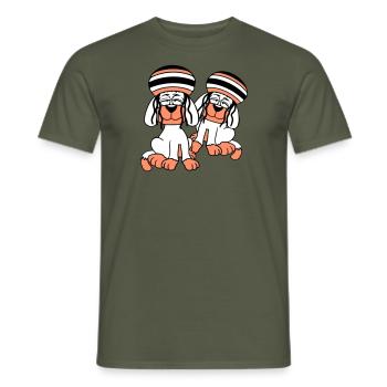 2 chiens Reggae Dreadlocks Chapeau Chill Détendu - T-shirt homme - vert militaire - Devant - AI Model Male 178 light (178cm)