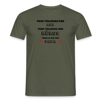papa cherie - T-shirt homme - vert militaire - Devant - AI Model Male 178 light (178cm)