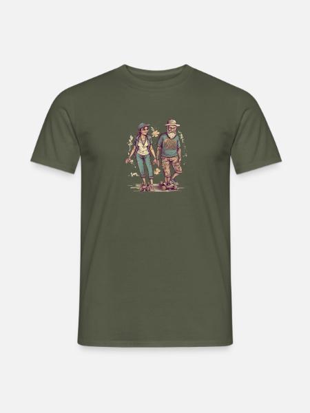 Cooles älteres Paar als Longboard Skater Hipster - Männer T-Shirt - Militärgrün