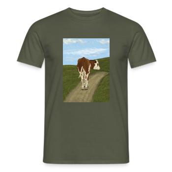 Cow in the field - Men's T-Shirt - military green - Front - AI Model Male 178 light (178cm)