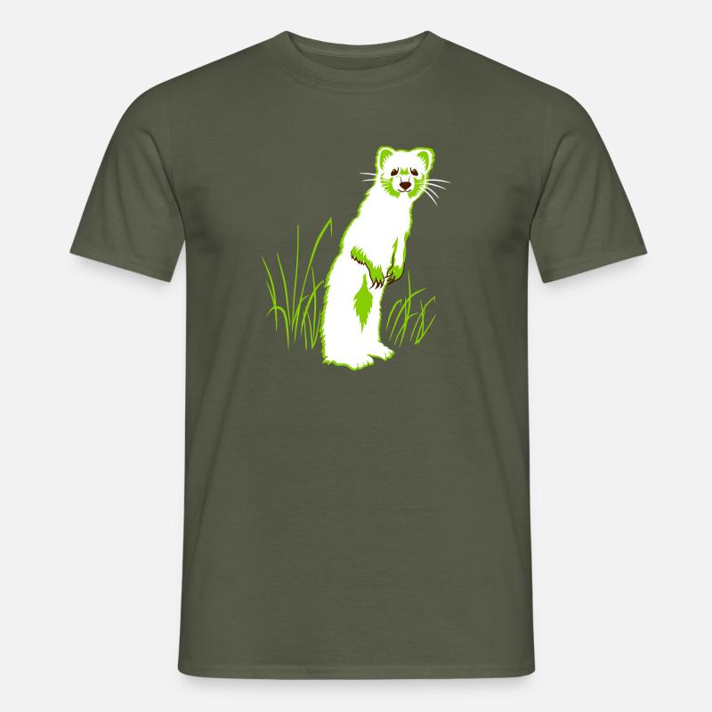 Wiesel auf Wiese - Männer T-Shirt - Militärgrün