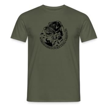 Wirehaired Pointing Griffon Portrait Hund Wilsigns - Männer T-Shirt - Militärgrün - Vorne - AI Model Male 178 light (178cm)