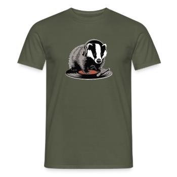 musical badger - Men's T-Shirt - military green - Front - AI Model Male 178 light (178cm)