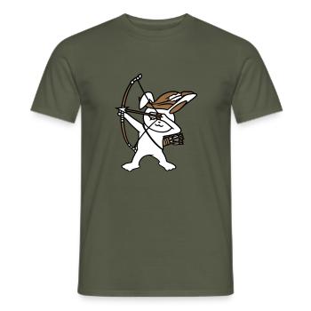 Lapin Archer Médiéval Flèche Tir à l’arc - T-shirt homme - vert militaire - Devant - AI Model Male 178 light (178cm)