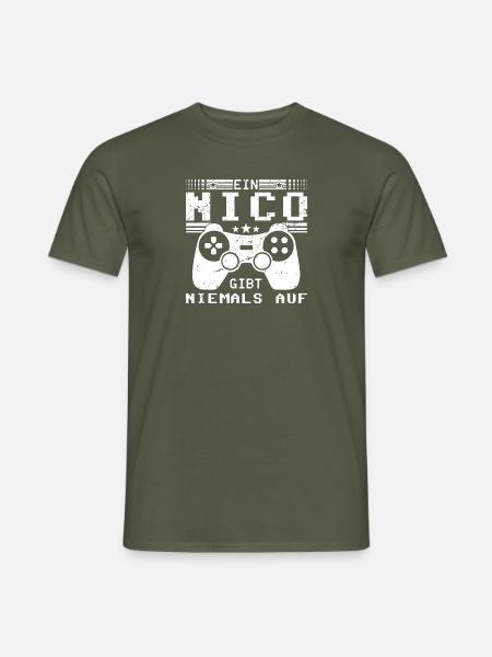 Nico Gaming Konsole PC Gamer Geschenk - Männer T-Shirt - Militärgrün