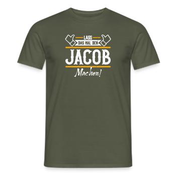 Jacob Geschenkidee Geschenk Geburtstag - Männer T-Shirt - Militärgrün - Vorne - AI Model Male 178 light (178cm)