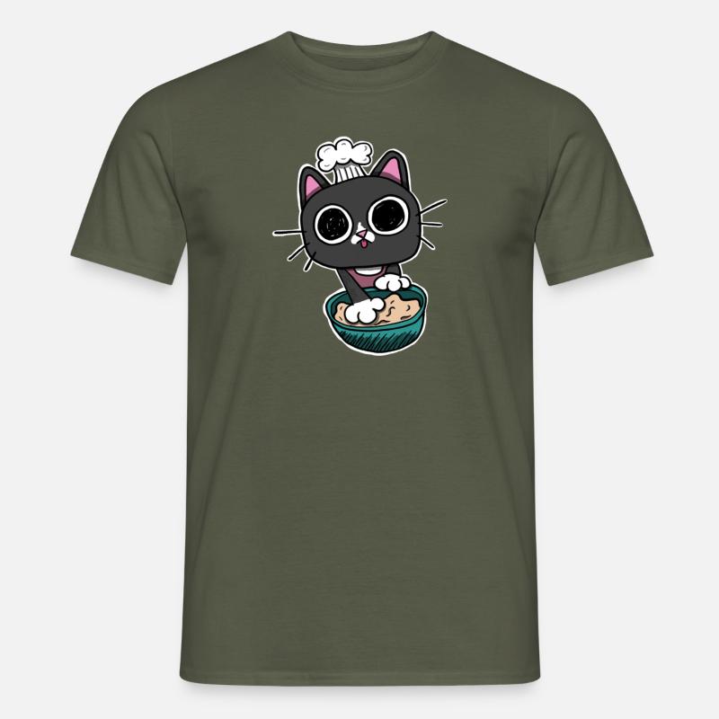 Kitty making Biscuits Cat Black - Men's T-Shirt - military green
