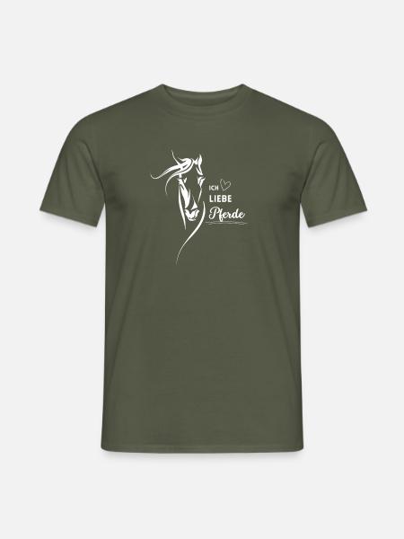 Ich liebe Pferde - Männer T-Shirt - Militärgrün