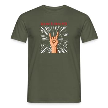 Rockin it since 1937 Heavy Metal Birthday Greeting - Men's T-Shirt - military green - Front - AI Model Male 178 light (178cm)