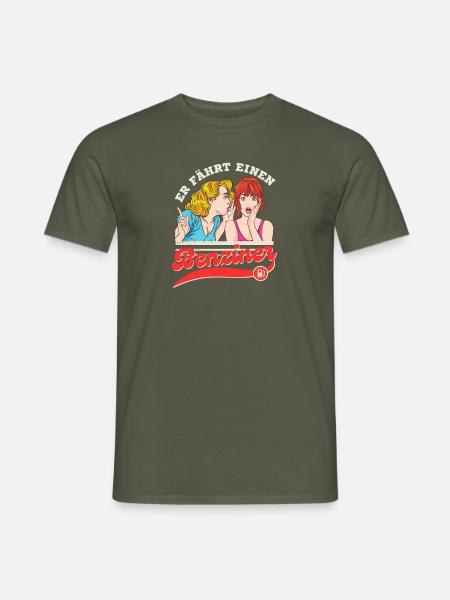 Lustiges Er fährt Benziner Retro Cartoon Design - Männer T-Shirt - Militärgrün