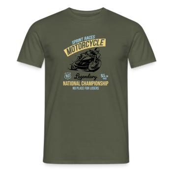 Motorcycle sprint racers vintage - T-shirt homme - vert militaire - Devant - AI Model Male 178 light (178cm)