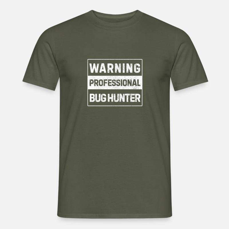 Warning – Professional Bug Hunter - Männer T-Shirt - Militärgrün