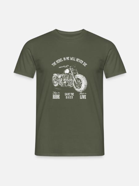 The Rebel in me will never Die cooles Biker Shirt - Männer T-Shirt - Militärgrün