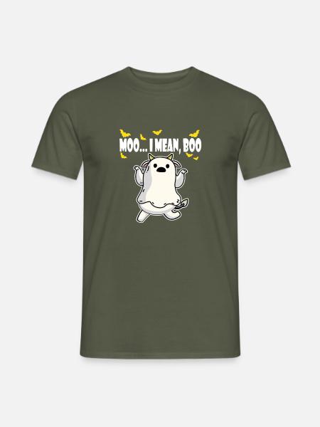 Ghost Cow Moo I Mean Boo Pumpkin Farmer Gift - Männer T-Shirt - Militärgrün