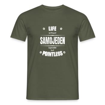 Life is possible but pointless - Samoyed - Men's T-Shirt - military green - Front - AI Model Male 178 light (178cm)