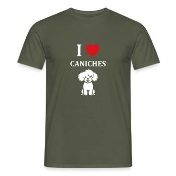 Humour chien petit caniche - T-shirt homme - vert militaire - Devant - AI Model Male 178 light (178cm)
