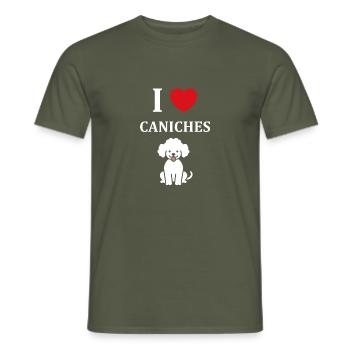 Humour chien petit caniche - T-shirt homme - vert militaire - Devant - AI Model Male 178 light (178cm)