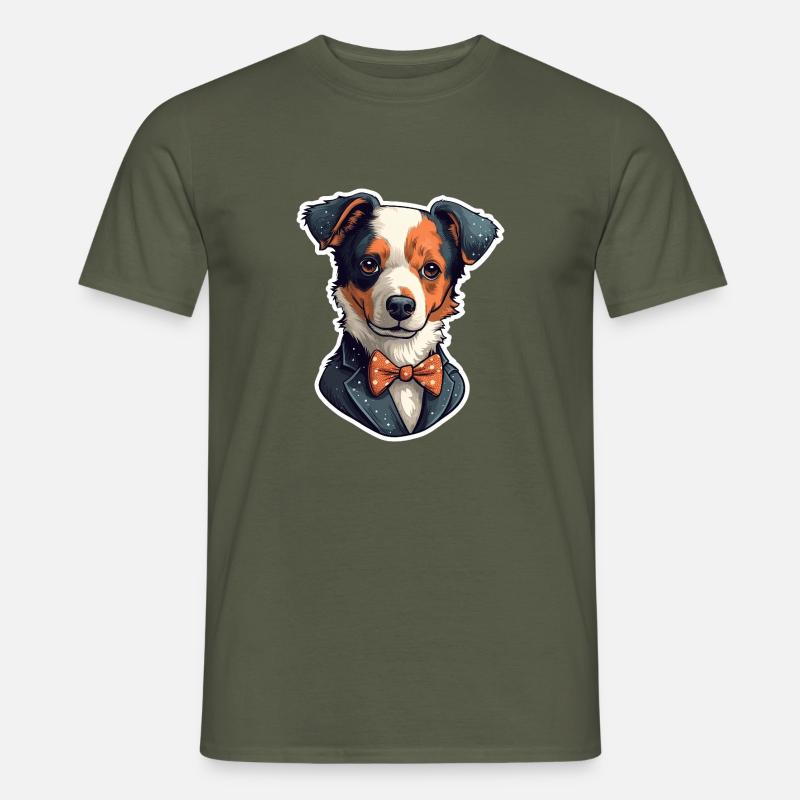 Ein süßer Hund mit Fliege - Männer T-Shirt - Militärgrün