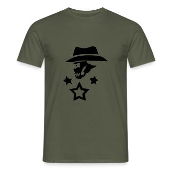 Tête de mort Cowboy Étoiles Skull monochrome - T-shirt homme - vert militaire - Devant - AI Model Male 178 light (178cm)