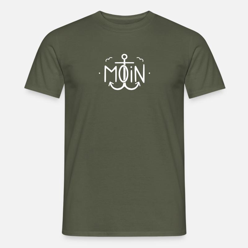 Moin Anker Weiß - Männer T-Shirt - Militärgrün