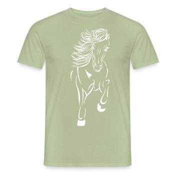 Islandpony von vorn im tölt - Männer T-Shirt - Sage - Vorne - AI Model Male 178 light (178cm)