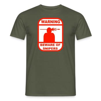 Sniper - Beware of Snipers - Männer T-Shirt - Militärgrün - Vorne - AI Model Male 178 light (178cm)