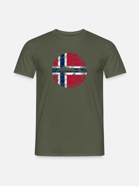 Barsch Angeln Fischen Raubfisch Norwegen - Männer T-Shirt - Militärgrün