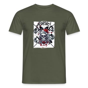 Dead paintballing santa says hohoho! - Men's T-Shirt - military green - Front - AI Model Male 178 light (178cm)
