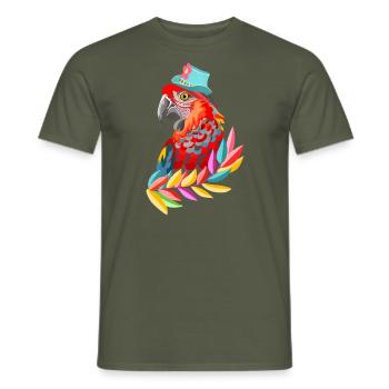 Papagei mit Hut - Männer T-Shirt - Militärgrün - Vorne - AI Model Male 178 light (178cm)