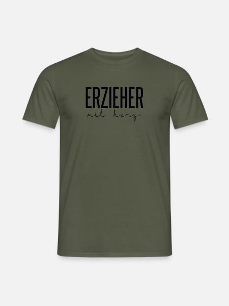 Erzieher mit Herz Erzieherin mit Herz Geschenk Fun - Männer T-Shirt - Militärgrün