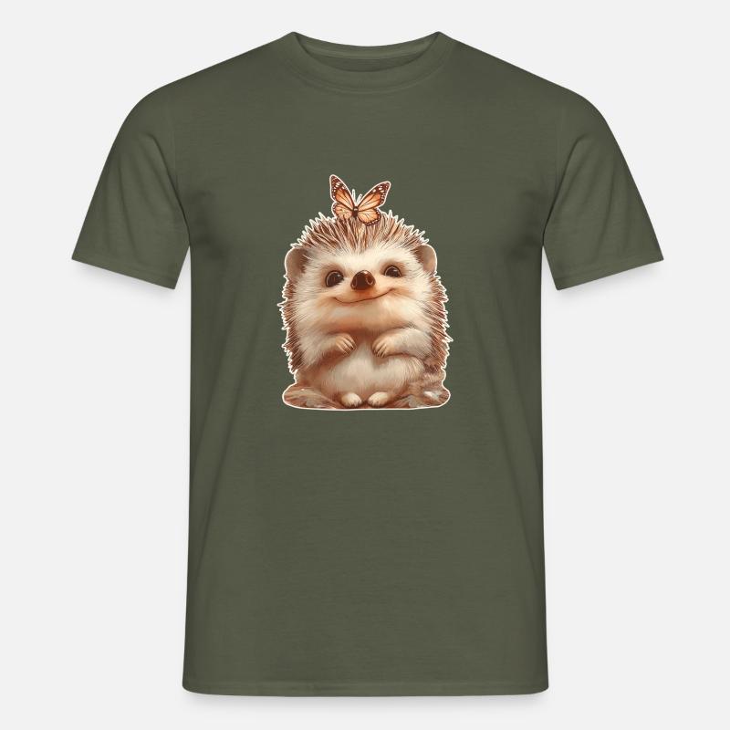 Igel mit Schmetterling - Männer T-Shirt - Militärgrün