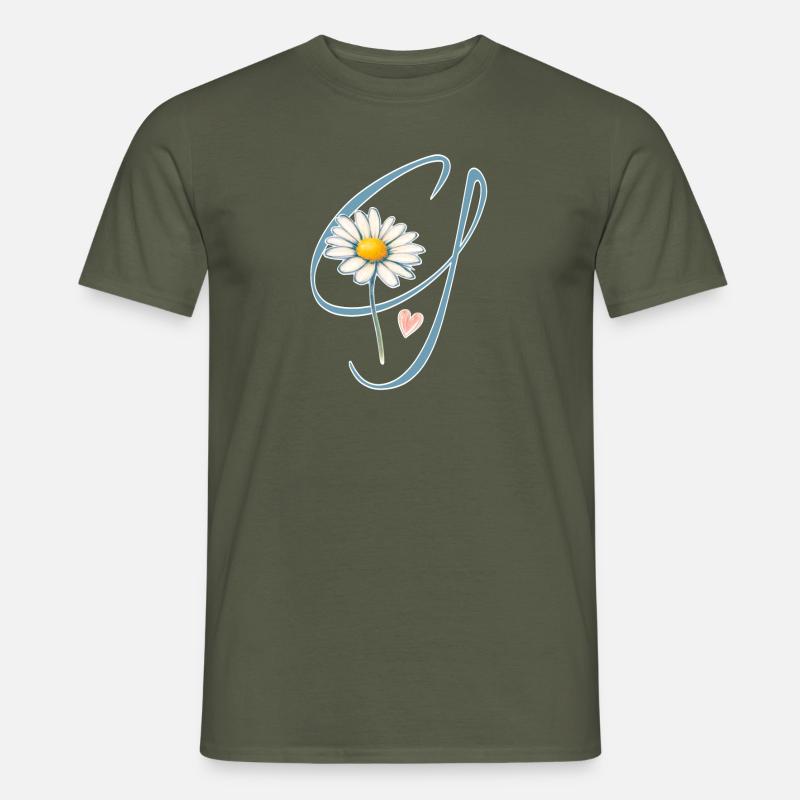 Buchstabe G Gänseblümchen Herz - Männer T-Shirt - Militärgrün