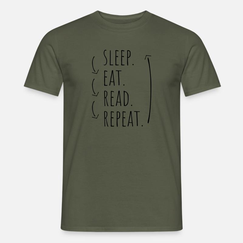 "Sleep. Eat. Read. Repeat." Pfeile - Männer T-Shirt - Militärgrün