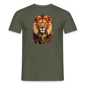 magnifique tête de lion polygone de lion - T-shirt homme - vert militaire - Devant - AI Model Male 178 light (178cm)