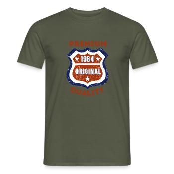 Premium quality 1984 - Men's T-Shirt - military green - Front - AI Model Male 178 light (178cm)