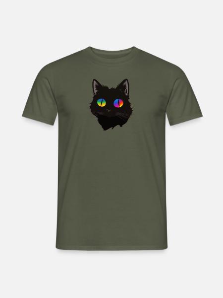 Katze Regenbogen Augen Tier - Männer T-Shirt - Militärgrün