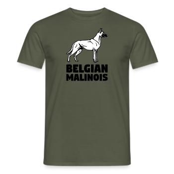Malinois standing - Men's T-Shirt - military green - Front - AI Model Male 178 light (178cm)