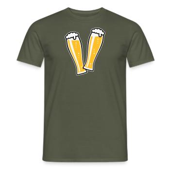 2 Weißbiergläser Stoßen An (Bier Weizenbier / 3C) - Männer T-Shirt - Militärgrün - Vorne - AI Model Male 178 light (178cm)