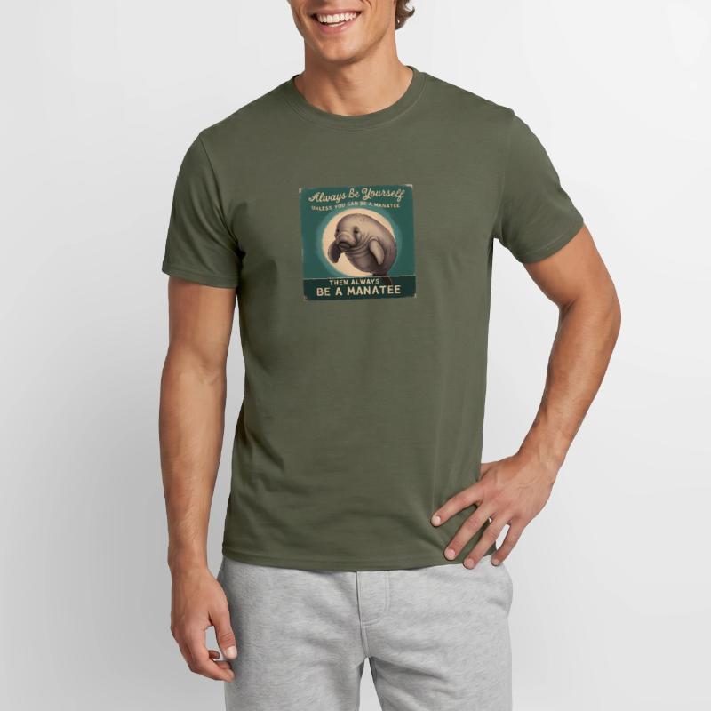 Sei Du selbst oder sei ein Manatee Lebensweisheit Männer T-Shirt