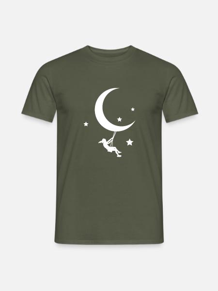 Mann im Mond Sterne Universum - Männer T-Shirt - Militärgrün