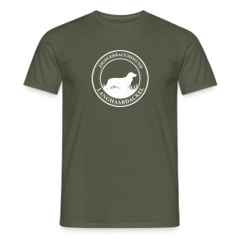 Langhaardackel Jagdgebrauchshund Jagdhund Wilsigns - Männer T-Shirt - Militärgrün - Vorne - AI Model Male 178 light (178cm)